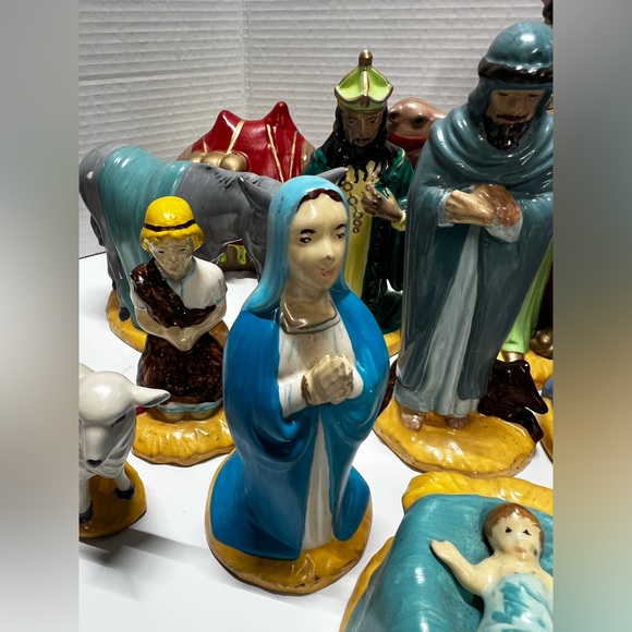 Christmas Nativity Vintage Holland Mold Set Piece Hand Painted Large 16 Pieces - Picture 8 of 16